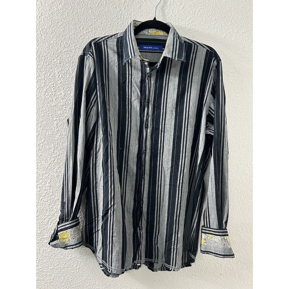 Georg Roth Los‎ Angeles Striped Button Down Shirt Men's Long Sleeve Casual